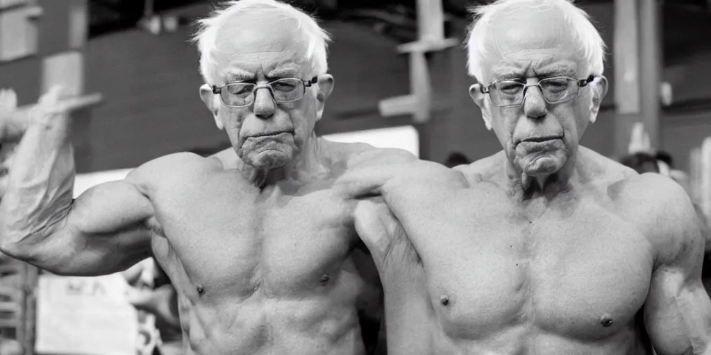 Image similar to muscular bernie sanders