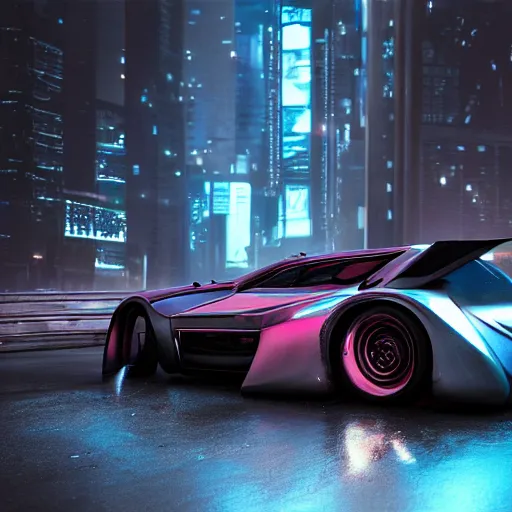 Prompt: cyberpunk car, photorealism, professional photography