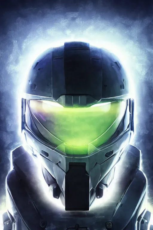 Image similar to robot ninja mask helmet halo master chief radiating a glowing aura global illumination ray tracing hdr fanart arstation by ian pesty and katarzyna da „ bek - chmiel