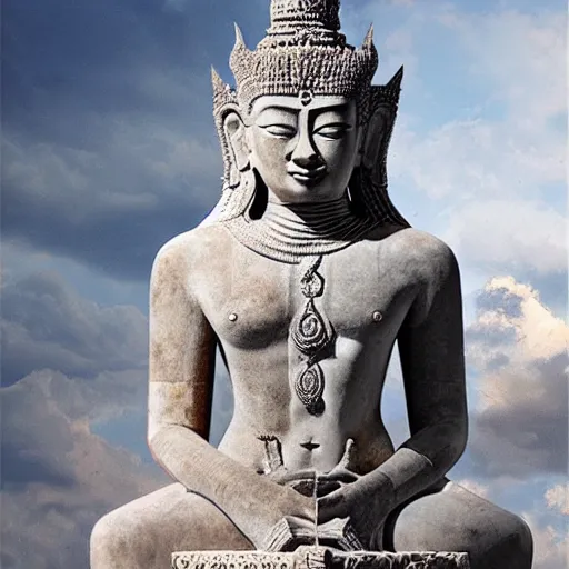 Image similar to sculpture of ramkhamheng, king of sukothai, made by michelangelo, art station, concept art