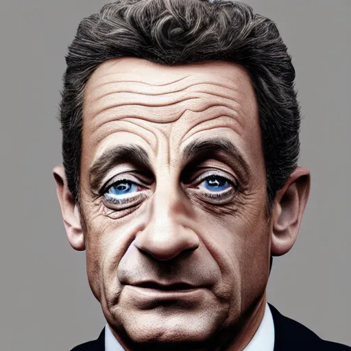 Prompt: hyper realistic and detailed portrait photo of Nicolas Sarkozy, by Annie Leibovitz, photorealism textured