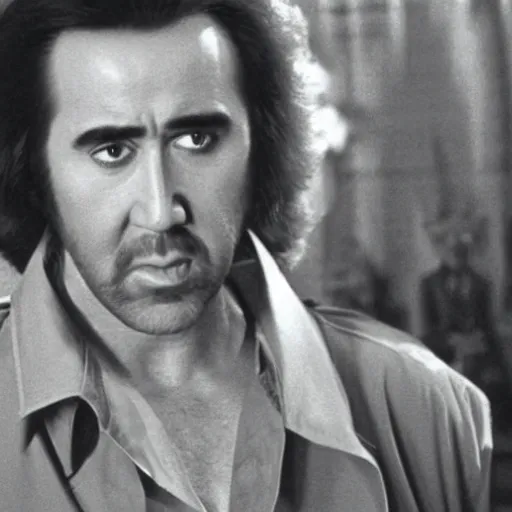 Prompt: Movie still of Nicolas Cage in The Sting (1973)
