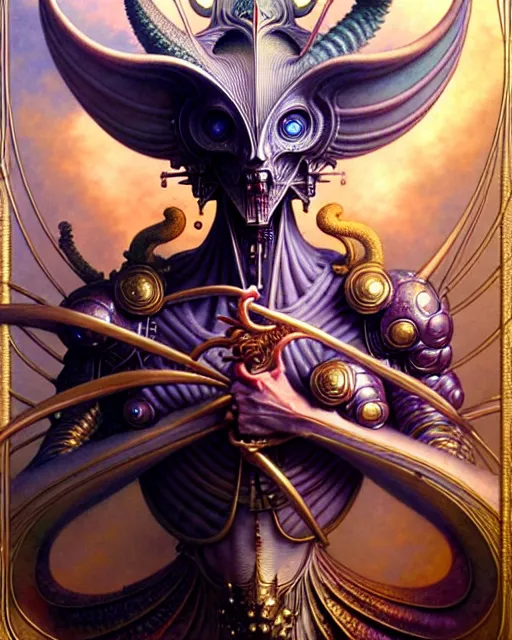 Image similar to the chariot tarot card, fantasy character portrait made of fractals, ultra realistic, wide angle, intricate details, the fifth element artifacts, highly detailed by peter mohrbacher, hajime sorayama, wayne barlowe, boris vallejo, aaron horkey, gaston bussiere, craig mullins