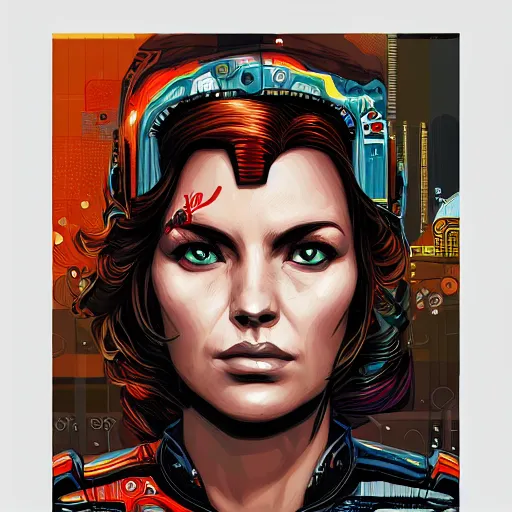 Image similar to a portrait of a female android, by Dan Mumford and Sandra Chevrier, 4k