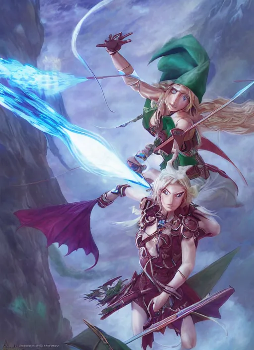 Image similar to elf archer unleashing ultimate attack by adrian smith and marc simonetti and vladimir volegov and alexander averin and delphin enjolras