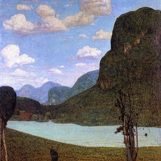 Image similar to lao republic landscape by giovanni segantini