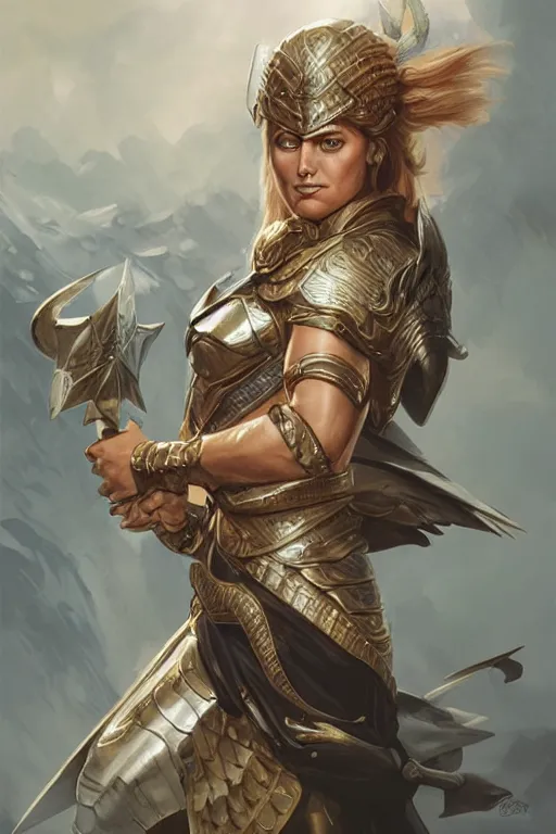 Image similar to amazon valkyrie athena, d & d, fantasy, portrait, highly detailed, headshot, digital painting, trending on artstation, concept art, sharp focus, illustration, art by artgerm and greg rutkowski and magali villeneuve