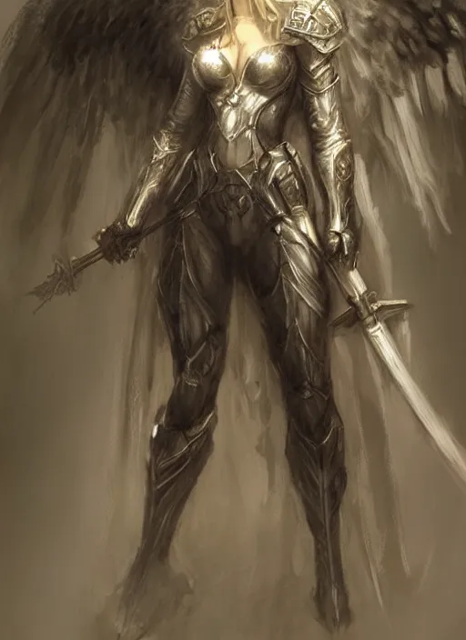 Image similar to concept art, angel knight girl. by artstation trending, by joseph mallord william turner, luis royo, highly detailed