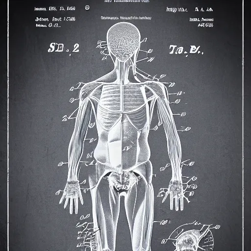 Image similar to anatomy of a human, drawing for a patent