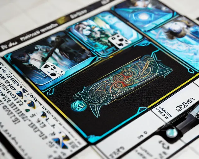 Prompt: futuristic nft card game, full - view, 2 d clean focus centered intricate detail, daily carry, knolling