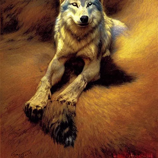 Image similar to a portrait of a wolf o'donnell, hairy, feet, tail. highly detailed painting by gaston bussiere, craig mullins, j. c. leyendecker, furry