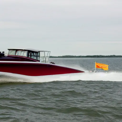 Prompt: a 5 0 foot carver motorboat on lake erie presque isle