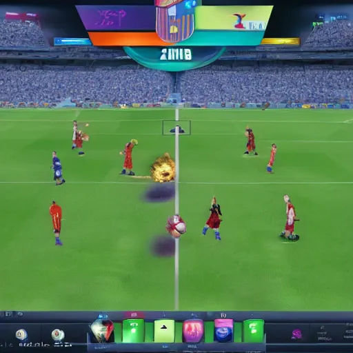 Image similar to barcelona vs real madrid in dota 2 style