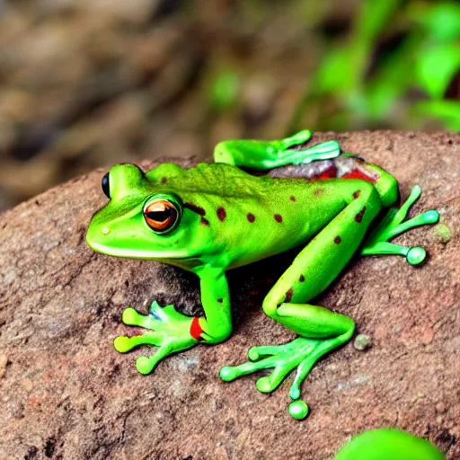 Image similar to human! frog werecreature, photograph captured at woodland creek