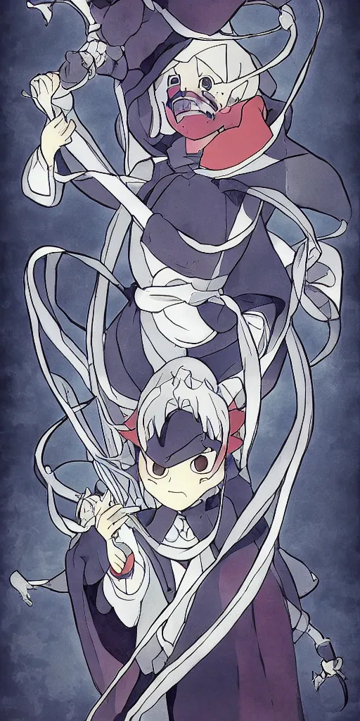 Image similar to the pope drawn by studio trigger, in the style of Little Witch Academia, spiritual enlightenment