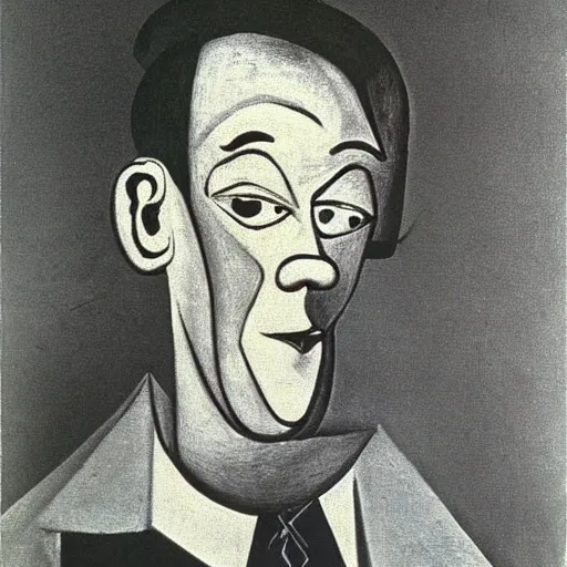 Prompt: high definition portrait of Stan Laurel by Pablo Picasso