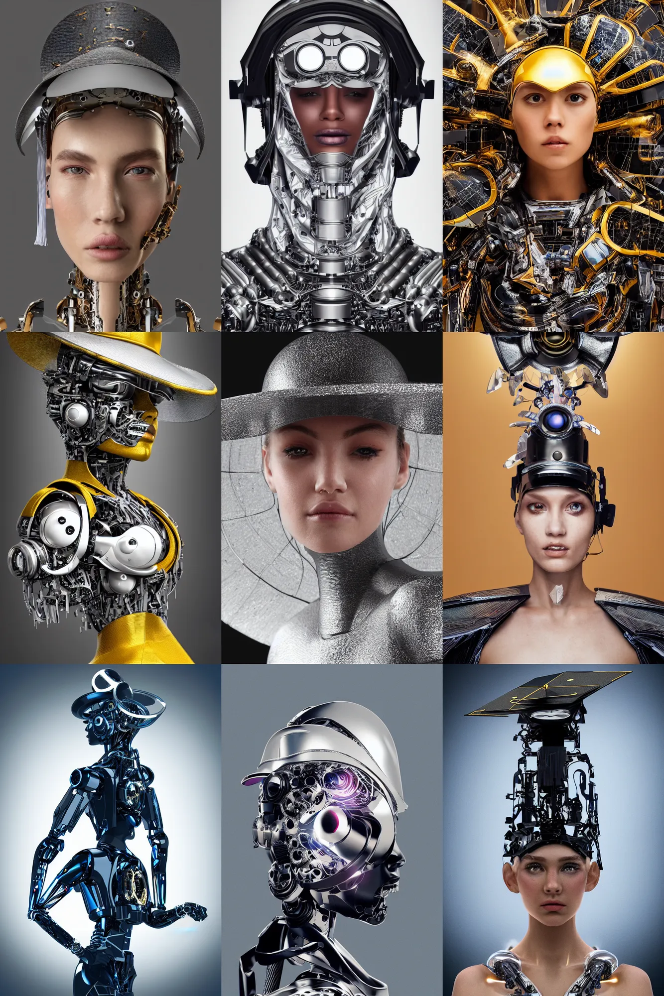 Prompt: a beautiful ultra detailed graduation photo of a futuristic cyborg wearing a graduation hat, by alexander mcqueen, studio lighting, golden ratio composition, 3 5 mm lens, deep depth of field, artstation, 8 k