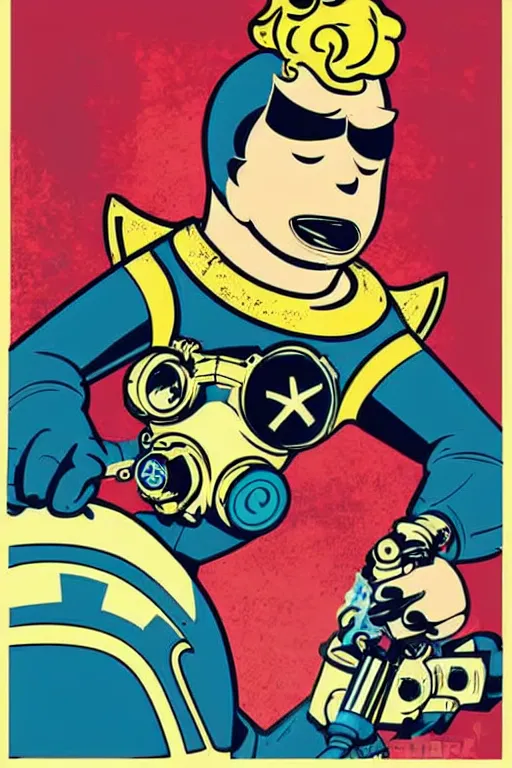 Image similar to fallout 7 6 retro futurist illustration art by butcher billy, sticker, colorful, illustration, highly detailed, simple, smooth and clean vector curves, no jagged lines, vector art, smooth andy warhol style