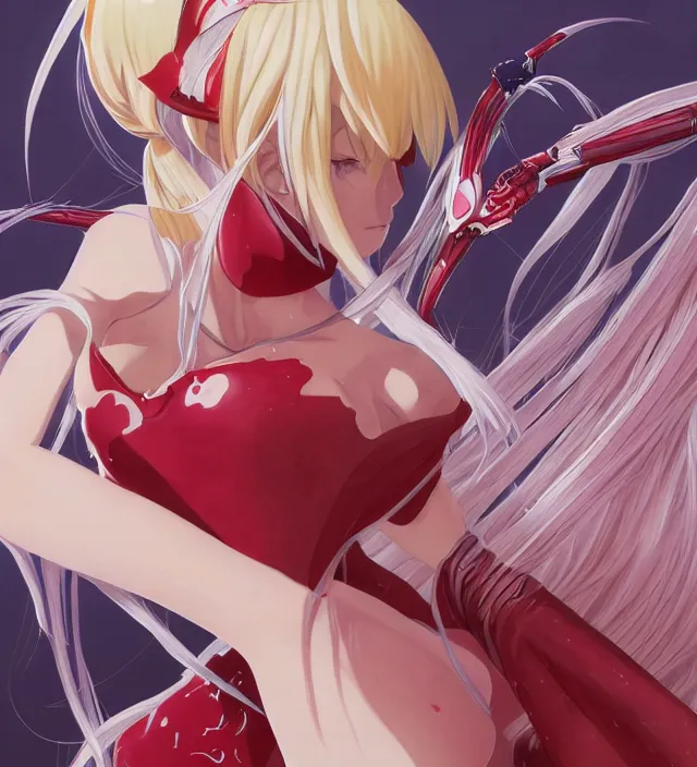 Image similar to highly detailed beautifuldigital painting of kiss-shot acerola heart-under-blade , by Amano, Yoshitaka, trending on artstation