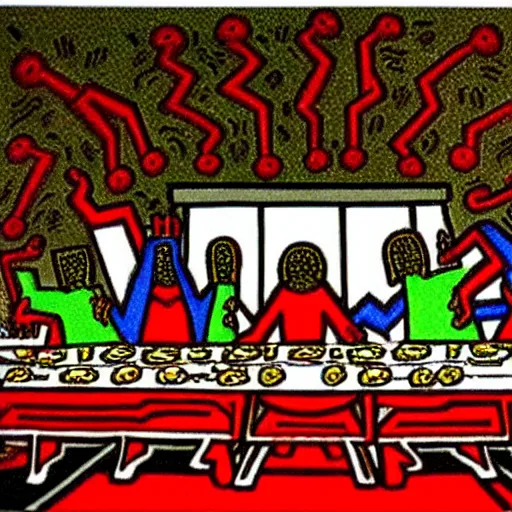 Image similar to The last supper, by Keith Haring