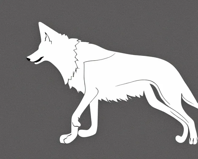 Prompt: digital art of a full-body outline of a running wolf, simple, no color, high quality, HD, 8K,