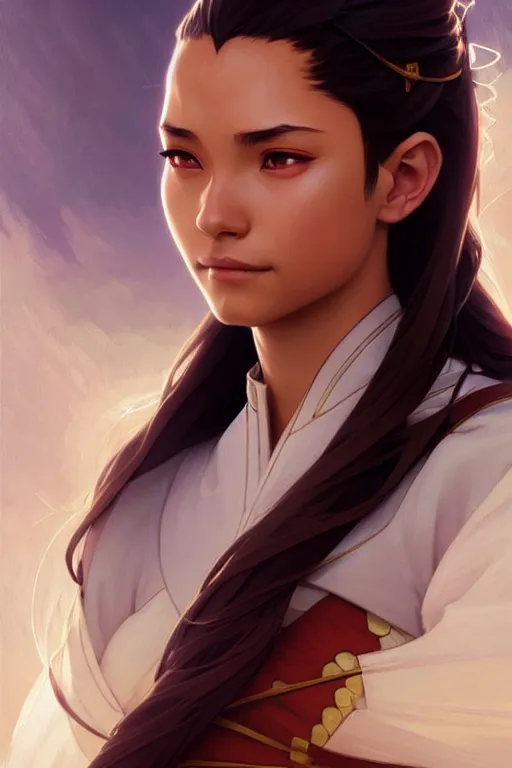 Image similar to Katara from avatar the last airbender, fantasy, intricate, elegant, highly detailed, digital painting, artstation, concept art, matte, sharp focus, illustration, art by Artgerm and Greg Rutkowski and Alphonse Mucha