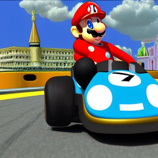 Prompt: Putin driving a Mario kart, photorealistic-n 5