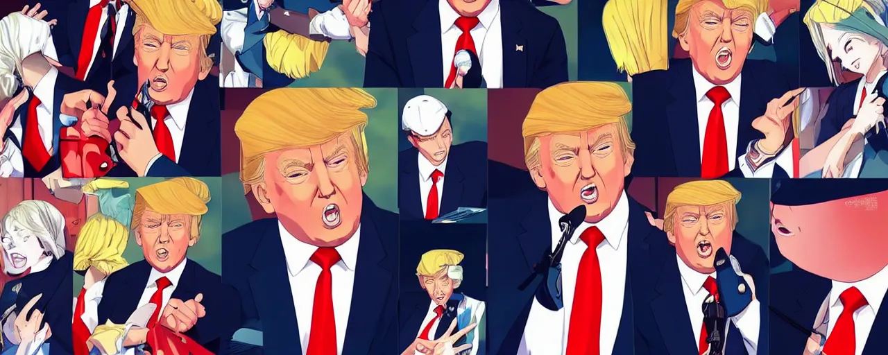 Prompt: “ donald trump in the style of an anime cute girl ”