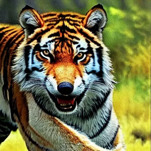 Image similar to half wolf, half tiger