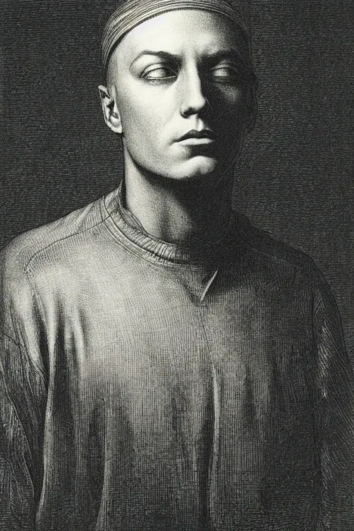 Image similar to portrait of eminem, Gustave Dore lithography