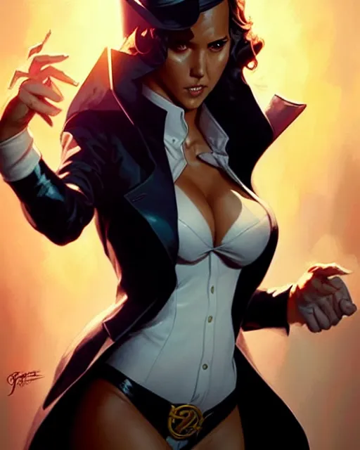 Image similar to artgerm, greg rutkowski comic book cover art, jessica alba as zatanna