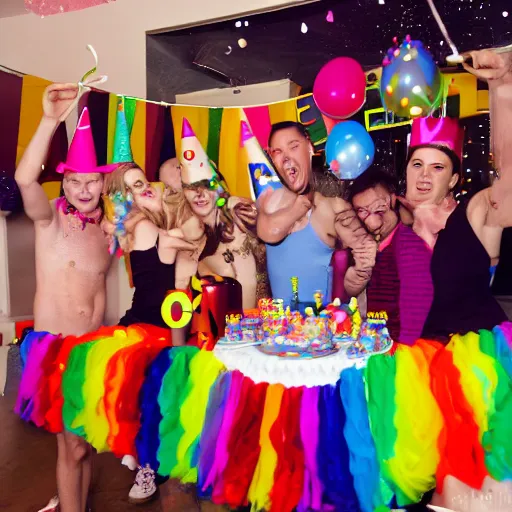 Prompt: gay birthday party
