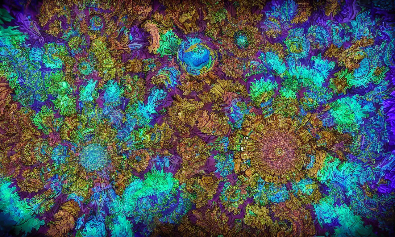 Prompt: mandelbulb fractal object full color 3 d intricate detail 4 k high octane render
