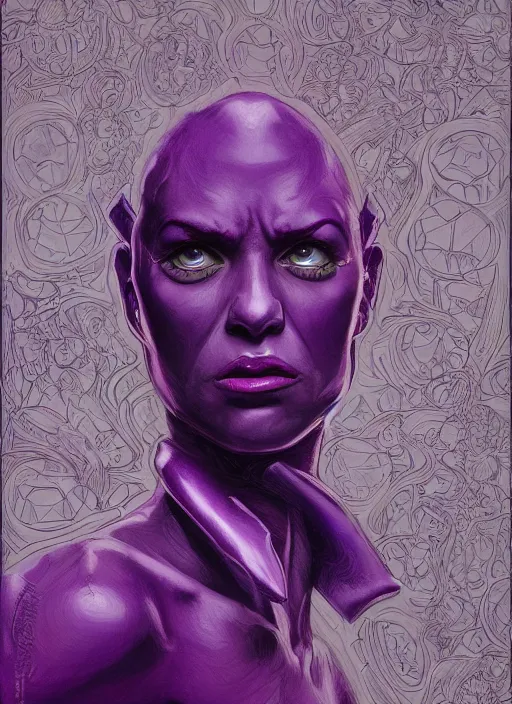 Prompt: portrait of purple Grimace in Society (1989), intricate, highly detailed, centered, digital painting, artstation, concept art, smooth, sharp focus, illustration, artgerm, donato giancola, Joseph Christian Leyendecker, WLOP, Artgerm