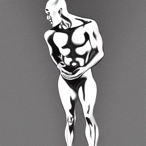 Prompt: full body portrait of the silver surfer, in style of robert mapplethorpe, 3 5 mm,