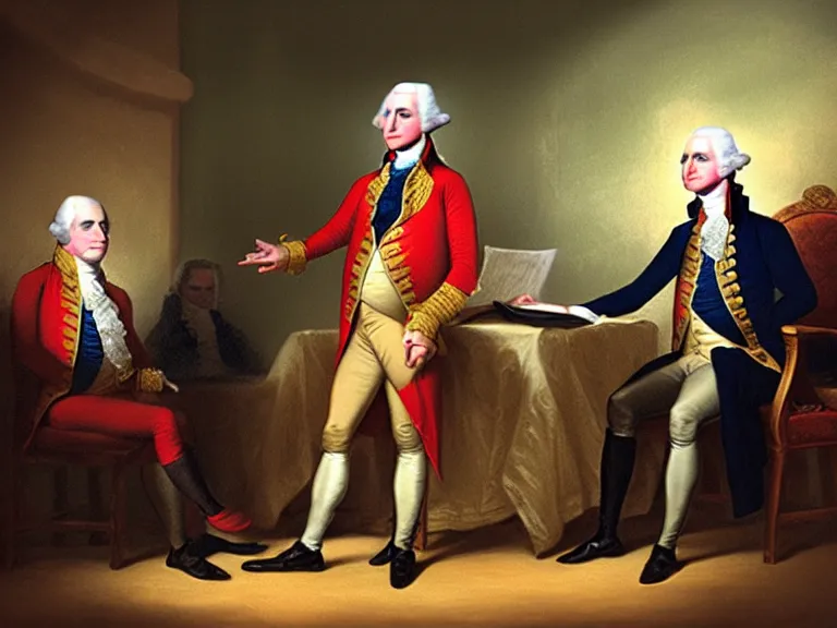 Image similar to George Washington being interviewed by Conan O’Brian; Late Night with Conan O’Brian