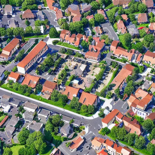 Image similar to top down view on two Hauses in a City suburb