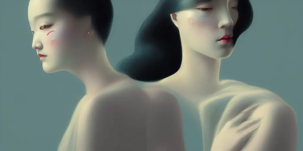 Image similar to breathtaking detailed concept art painting art deco of a sad person, by hsiao - ron cheng, bizarre compositions, exquisite detail, extremely moody lighting, 8 k