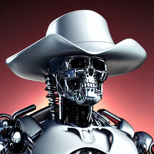 Image similar to a terminator t - 8 0 0 wearing a sombrero, hyper realistic, detailed, digital art, unreal engine 6