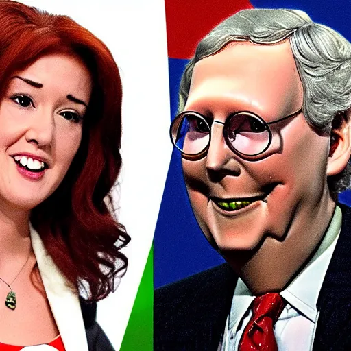 Prompt: april o'neil and teenage mutant mitch mcconnell