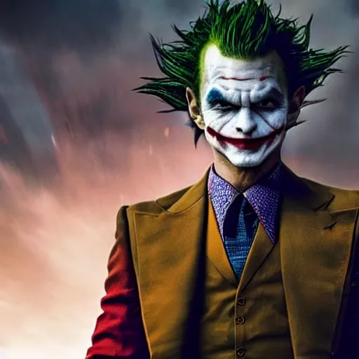 Image similar to stunning awe inspiring goku as the joker, movie still 8 k hdr atmospheric lighting