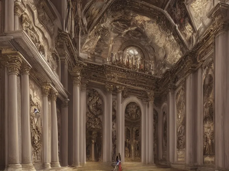 Prompt: full body portrait of a baroque cathedral if it was an e-girl 🍑, fantasy artwork, award winning, very very very very very very very beautiful scenery, artstation