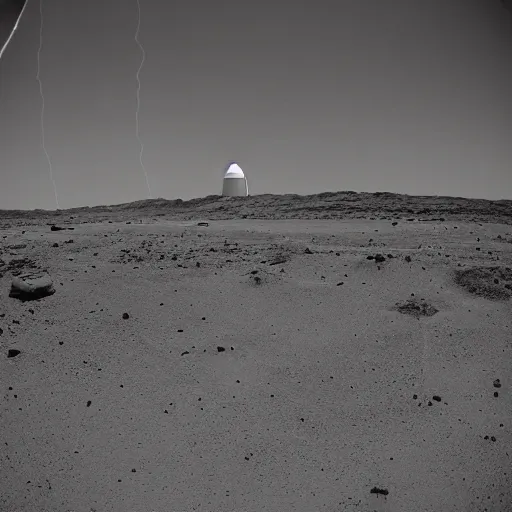 Prompt: black and white polaroids of a rocket taking off from mars