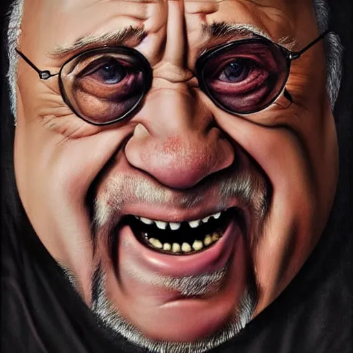 Prompt: hyperrealistic mixed media high resolution painting of !!Danny DeVito!! (dwarf) Lord of the Rings, stunning 3d render inspired art by Jamie Salmon and István Sándorfi and Unreal Engine and Greg Rutkowski, perfect facial symmetry, dim volumetric lighting, 8k octane beautifully detailed render, full body shot, post-processing, extremely hyper-detailed, intricate, epic composition, highly detailed attributes, highly detailed atmosphere, cinematic lighting, masterpiece, trending on artstation, very very detailed, masterpiece, stunning, flawless completion, lifelike texture, perfection,