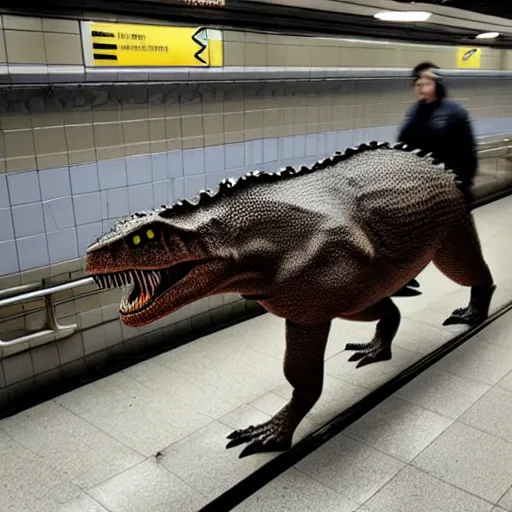 Image similar to a t - rex in the subways