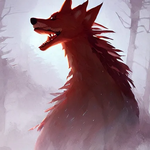 Image similar to the giant nine - tailed fox, style game square enix life is strange remake, trending on artstation, painted by greg rutkowski, render with game the last of us parte ii details