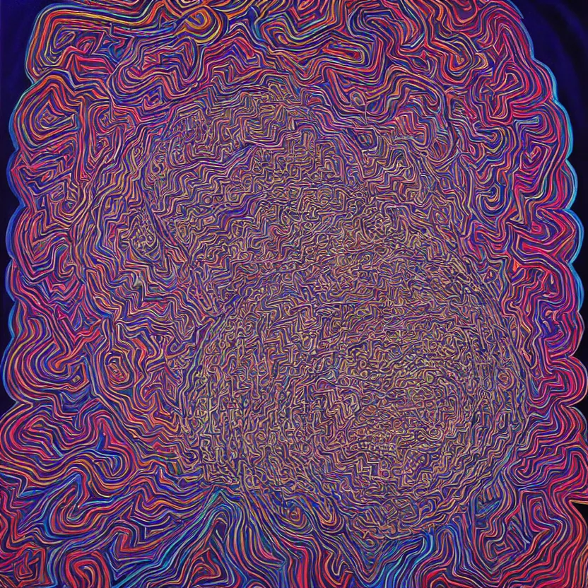 Image similar to mise en abyme, by alex grey