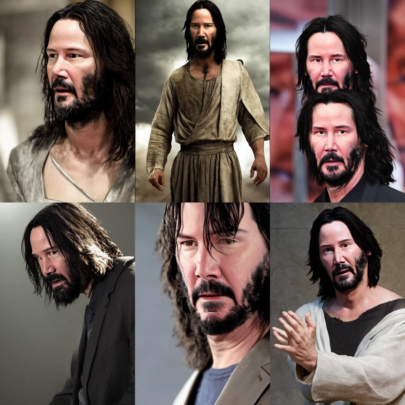 Prompt: Keanu Reeves as Jesus Christ for an upcoming movie directed by Peter Jackson, detailed face, good lighting, promo shoot, studio lighting