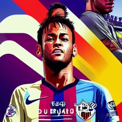 Image similar to Neymar in GTA V cover, rockstar games, no text,