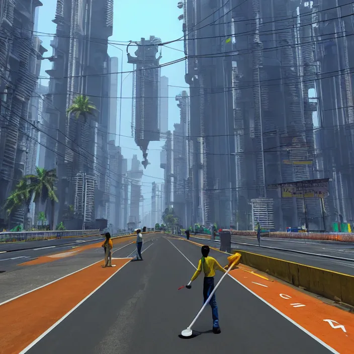 Image similar to clean streets of mumbai in 2 0 7 0, cyberpunk, futuristic, high fidelity, uncompressed png